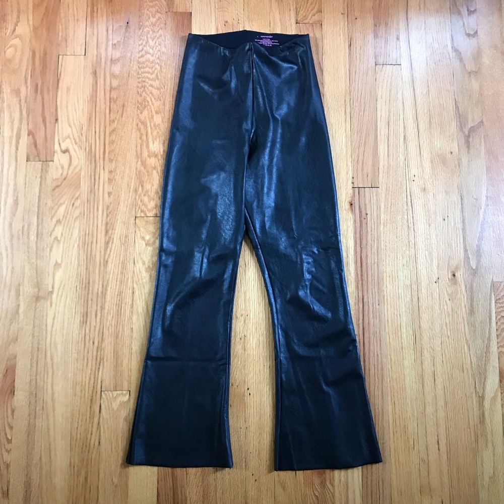 Commando Black Faux Leather Flare Pants Small